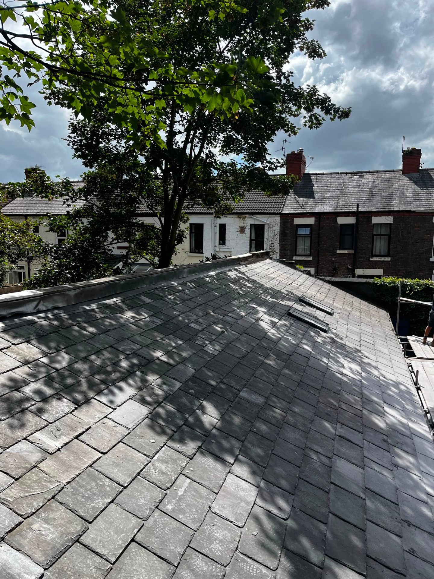 Full natural slate re-roof on a period Merseyside property completed by RTC Roofing Contractors